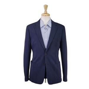 Theory Mens Newson Navy Blue Woven Patch Pocket Cotton Blazer Jacket 40R